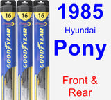 Front & Rear Wiper Blade Pack for 1985 Hyundai Pony - Hybrid