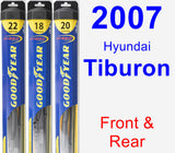 Front & Rear Wiper Blade Pack for 2007 Hyundai Tiburon - Hybrid