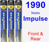 Front & Rear Wiper Blade Pack for 1990 Isuzu Impulse - Hybrid