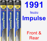 Front & Rear Wiper Blade Pack for 1991 Isuzu Impulse - Hybrid