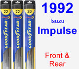 Front & Rear Wiper Blade Pack for 1992 Isuzu Impulse - Hybrid