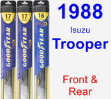 Front & Rear Wiper Blade Pack for 1988 Isuzu Trooper - Hybrid