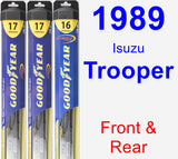 Front & Rear Wiper Blade Pack for 1989 Isuzu Trooper - Hybrid