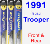 Front & Rear Wiper Blade Pack for 1991 Isuzu Trooper - Hybrid