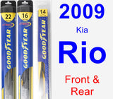 Front & Rear Wiper Blade Pack for 2009 Kia Rio - Hybrid