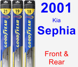 Front & Rear Wiper Blade Pack for 2001 Kia Sephia - Hybrid