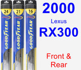 Front & Rear Wiper Blade Pack for 2000 Lexus RX300 - Hybrid