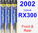 Front & Rear Wiper Blade Pack for 2002 Lexus RX300 - Hybrid