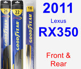 Front & Rear Wiper Blade Pack for 2011 Lexus RX350 - Hybrid