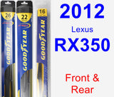 Front & Rear Wiper Blade Pack for 2012 Lexus RX350 - Hybrid