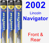 Front & Rear Wiper Blade Pack for 2002 Lincoln Navigator - Hybrid