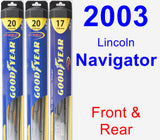 Front & Rear Wiper Blade Pack for 2003 Lincoln Navigator - Hybrid