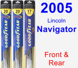 Front & Rear Wiper Blade Pack for 2005 Lincoln Navigator - Hybrid