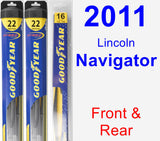 Front & Rear Wiper Blade Pack for 2011 Lincoln Navigator - Hybrid