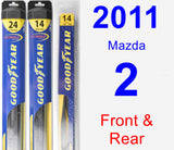 Front & Rear Wiper Blade Pack for 2011 Mazda 2 - Hybrid
