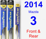 Front & Rear Wiper Blade Pack for 2014 Mazda 3 - Hybrid