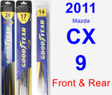 Front & Rear Wiper Blade Pack for 2011 Mazda CX-9 - Hybrid
