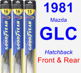 Front & Rear Wiper Blade Pack for 1981 Mazda GLC - Hybrid