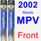 Front Wiper Blade Pack for 2002 Mazda MPV - Hybrid