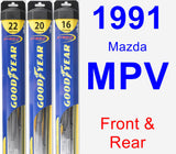 Front & Rear Wiper Blade Pack for 1991 Mazda MPV - Hybrid