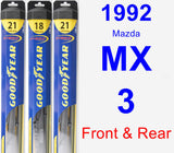 Front & Rear Wiper Blade Pack for 1992 Mazda MX-3 - Hybrid