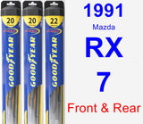 Front & Rear Wiper Blade Pack for 1991 Mazda RX-7 - Hybrid