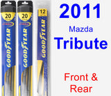 Front & Rear Wiper Blade Pack for 2011 Mazda Tribute - Hybrid