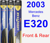 Front & Rear Wiper Blade Pack for 2003 Mercedes-Benz E320 - Hybrid