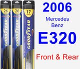 Front & Rear Wiper Blade Pack for 2006 Mercedes-Benz E320 - Hybrid