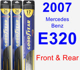 Front & Rear Wiper Blade Pack for 2007 Mercedes-Benz E320 - Hybrid