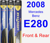 Front & Rear Wiper Blade Pack for 2008 Mercedes-Benz E280 - Hybrid