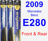 Front & Rear Wiper Blade Pack for 2009 Mercedes-Benz E280 - Hybrid