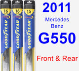 Front & Rear Wiper Blade Pack for 2011 Mercedes-Benz G550 - Hybrid