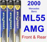 Front & Rear Wiper Blade Pack for 2000 Mercedes-Benz ML55 AMG - Hybrid