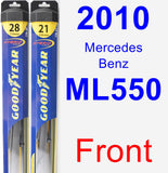 Front Wiper Blade Pack for 2010 Mercedes-Benz ML550 - Hybrid