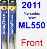 Front Wiper Blade Pack for 2011 Mercedes-Benz ML550 - Hybrid