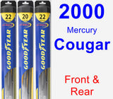Front & Rear Wiper Blade Pack for 2000 Mercury Cougar - Hybrid