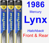 Front & Rear Wiper Blade Pack for 1986 Mercury Lynx - Hybrid