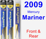 Front & Rear Wiper Blade Pack for 2009 Mercury Mariner - Hybrid