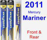 Front & Rear Wiper Blade Pack for 2011 Mercury Mariner - Hybrid