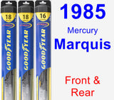 Front & Rear Wiper Blade Pack for 1985 Mercury Marquis - Hybrid