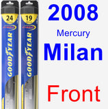 Front Wiper Blade Pack for 2008 Mercury Milan - Hybrid