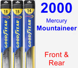 Front & Rear Wiper Blade Pack for 2000 Mercury Mountaineer - Hybrid