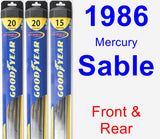 Front & Rear Wiper Blade Pack for 1986 Mercury Sable - Hybrid