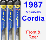 Front & Rear Wiper Blade Pack for 1987 Mitsubishi Cordia - Hybrid