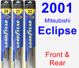 Front & Rear Wiper Blade Pack for 2001 Mitsubishi Eclipse - Hybrid