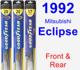 Front & Rear Wiper Blade Pack for 1992 Mitsubishi Eclipse - Hybrid