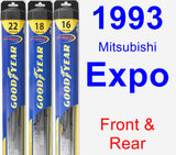 Front & Rear Wiper Blade Pack for 1993 Mitsubishi Expo - Hybrid