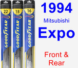 Front & Rear Wiper Blade Pack for 1994 Mitsubishi Expo - Hybrid