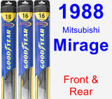 Front & Rear Wiper Blade Pack for 1988 Mitsubishi Mirage - Hybrid